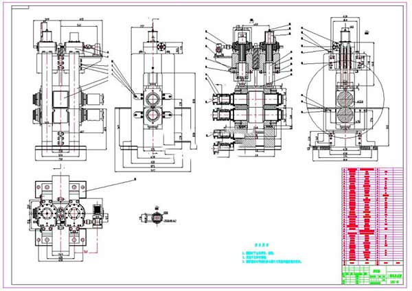 两辊式轧钢机设计图 图片内容是:轧钢机工作原理图示